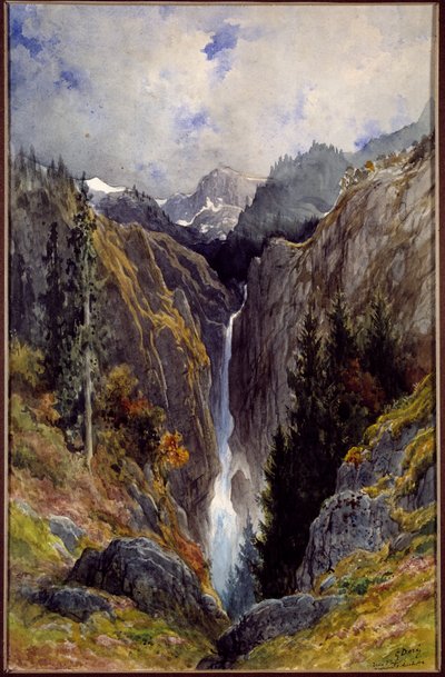 Waterfall of the Hell Hole in the Valley of the Lys (Painting by Gustave Dore) by Gustave Dore