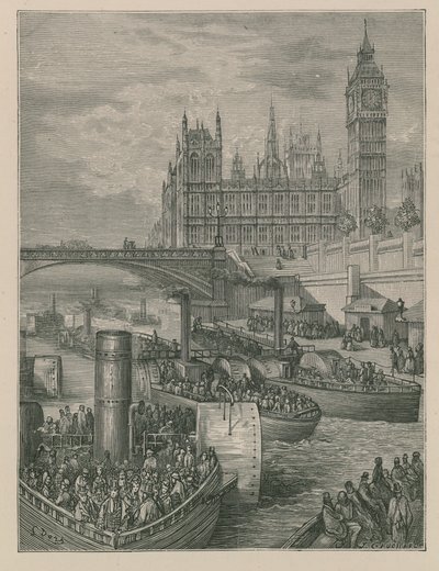 Westminster Stairs - Steamers Leaving by Gustave Dore