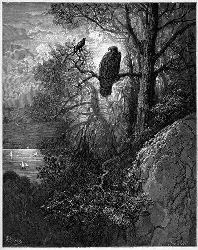 The Eagle and Magpie - from "Fables" by Jean de La Fontaine by Gustave Dore
