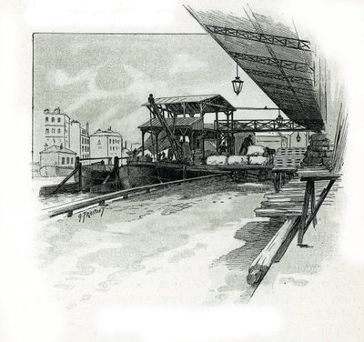 Docks of the port of La Villette, Paris by Gustave Fraipont