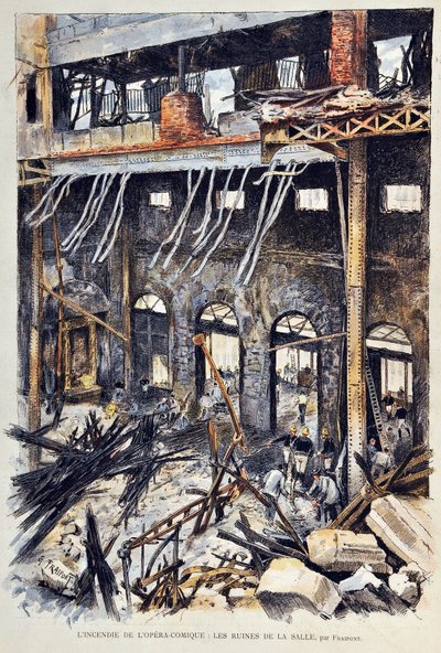 Fire of the Opera Comique in Paris on 25 May 1887 during the performance of Ambroise Thomas