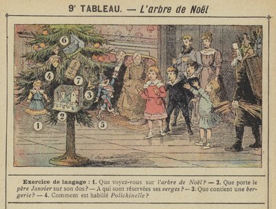 The Christmas Tree (colour litho) by Gustave Fraipont