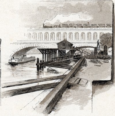 View of the viaduct bridge of Point du Jour district, Boulogne Billancourt from Saint-Juirs by Gustave Fraipont