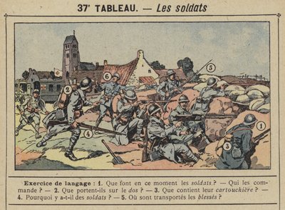 The Soldiers (colour litho) by Gustave Fraipont