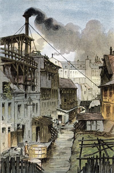 View of the Bievre river from Port Royal boulevard, Paris Drawing by Gustave Fraipont (1849-1923) draws from 