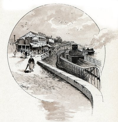 View of the Point du Jour district, Boulogne-Billancourt. Drawing by Gustave Fraipont from Saint-Juirs by Gustave Fraipont