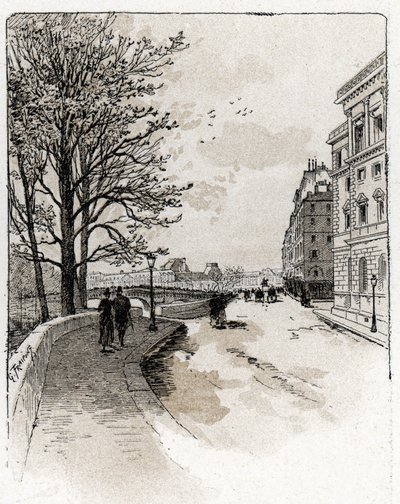 View of the Quai des Orfevres, Ile de la Cite, Paris by Gustave Fraipont