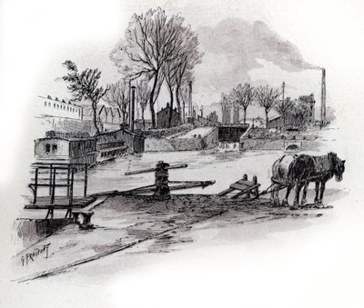 View of the Canal Saint-Denis and Quai de la Gironde in the Villette District, Paris by Gustave Fraipont