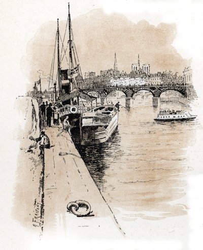 View of the Company Seine et Thames Whose Boats Connect Paris and London by Gustave Fraipont