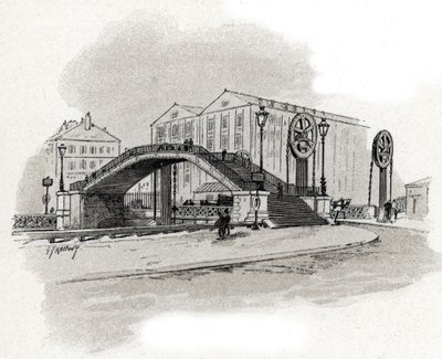 View of the lift bridge of the rue Crimee, Canal de l