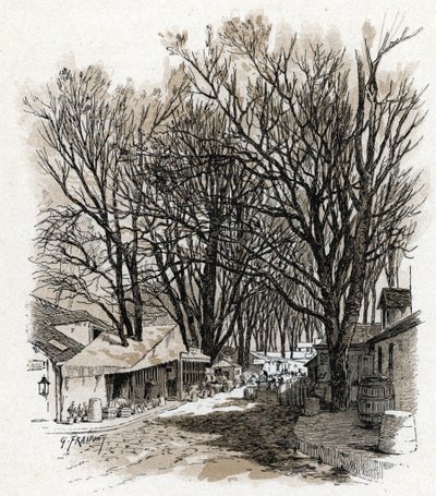 View of the warehouse of Rue Leopold in Bercy, Paris by Gustave Fraipont