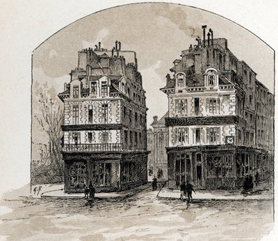 View of the old houses on the Pont Neuf bridge, Paris by Gustave Fraipont