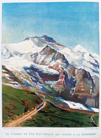 The Electric Railroad to Mount Jungfrau, Swiss Alps by Gustave Francois Lasellaz