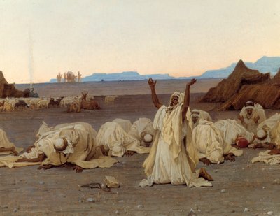 Evening Prayer in the Sahara Desert (detail) by Gustave Guillaumet