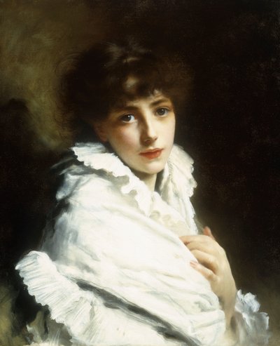 Portrait of a Young Girl in White by Gustave Jacquet