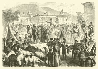 Annual fair of the town of Alcala, Spain by Gustave Janet