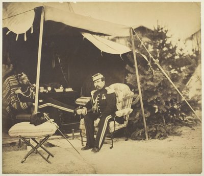 Officers Seated at a Tent, Camp de Châlons, 1857 by Gustave Le Gray