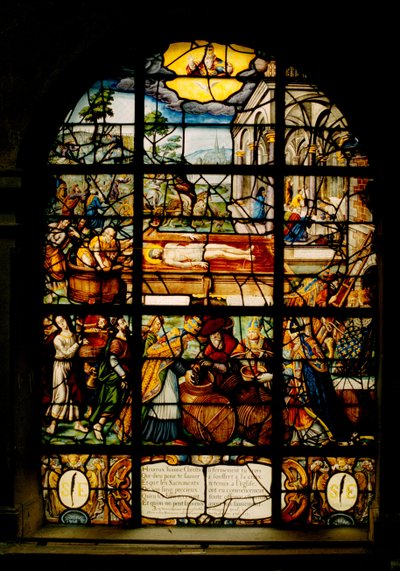 Saint-Etienne du Mont church, window glass depicting the Dead Christ by Gustave Le Gray