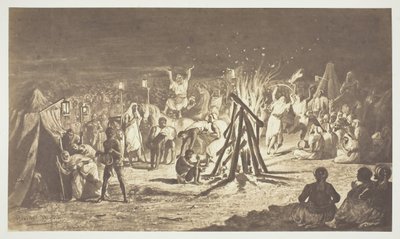 Untitled [Painting of The Campfires at Camp de Chalons by Bénédict Masson], 1857 by Gustave Le Gray