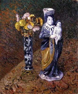 Flowers and a Statuette by Gustave Loiseau