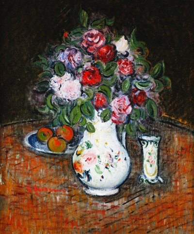 Vase of Flowers and Bowl of Fruit by Gustave Loiseau