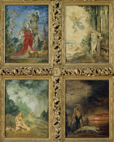 Humanity: from TtoB, Two Scenes Depicting The Silver Age Represented by Orpheus; Two Scenes Depicting The Iron Age Represented by Cain and Abel (mural) (detail) by Gustave Moreau