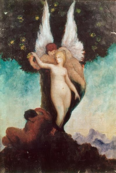 Imaginary Scene with Antique Subject. Winged Ephebe with W by Gustave Moreau