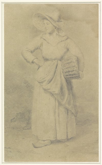 Standing Maid with a Basket Under Her Arm by Gustave Wappers