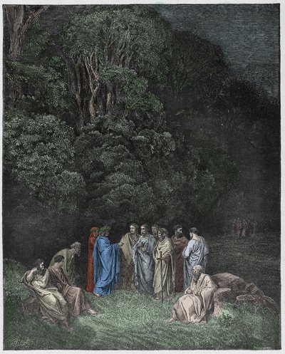 Inferno, Canto 4: Homer, the poets, and heroes in Limbo (illustration from The Divine Comedy) by Gustave after Dore