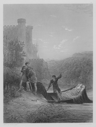 Torre and Lavaine Bid Farewell to the Body of Elaine by Gustave after Dore