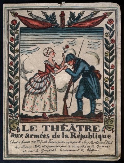 Theatre for the Armies of the Republic, French soldier kissing the hand of an actress by Guy Arnoux