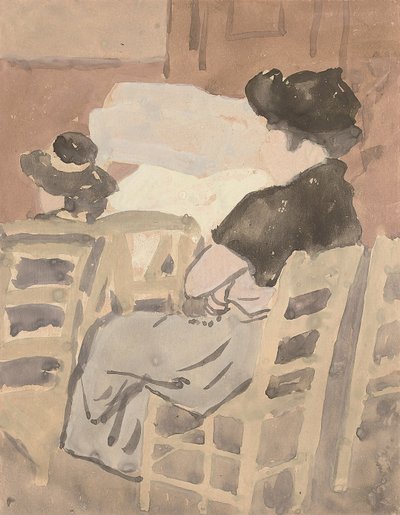 A Woman and a Young Girl in a Church Interior by Gwen John