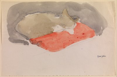 Cat Sleeping on a Red Cushion by Gwen John