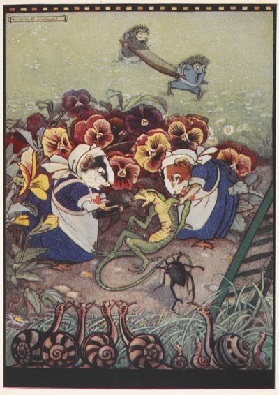 Illustration of two Guinea Pigs dressed in maid