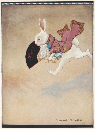 The White Rabbit Running Along Wearing a Red Frock Coat and Carrying a Fan by Gwynedd M. Hudson