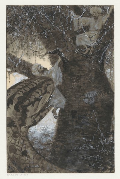 Man in a Tree Grabbed by a Snake by H.C. Louwerse (signed by artist)