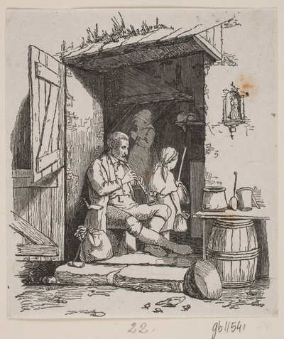 An Italian Musician Sitting in an Open Door by H. C. Henneberg