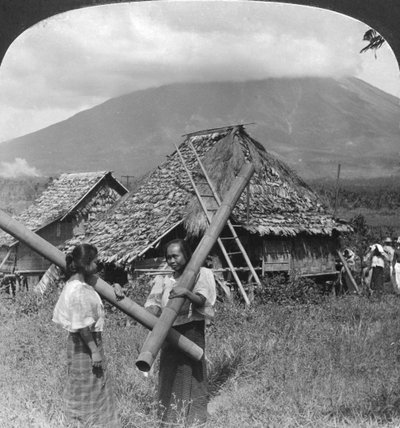 Native Girls with Their Water Vessels Made from Shafts of Bamboo, Philippines by H. C. White