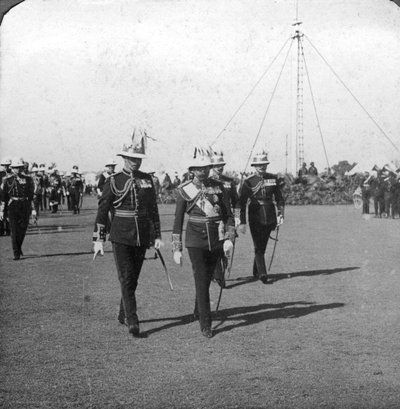 King George V with Brigadier General Sir R Grimston, Delhi, India by H. D. Girdwood