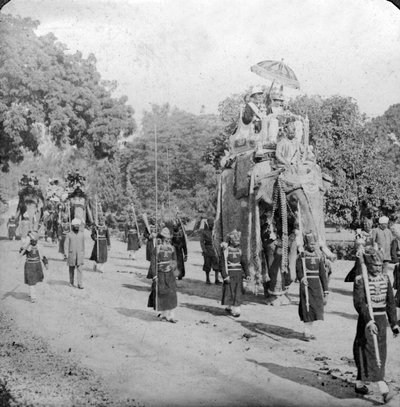 Lord and Lady Harding Riding an Elephant, India, 1913 by H. D. Girdwood