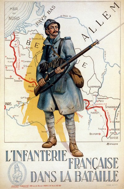 French infantry in battle (the red line represents the Hindenburg line) - ill. by H. Delaspre by H. Delaspre