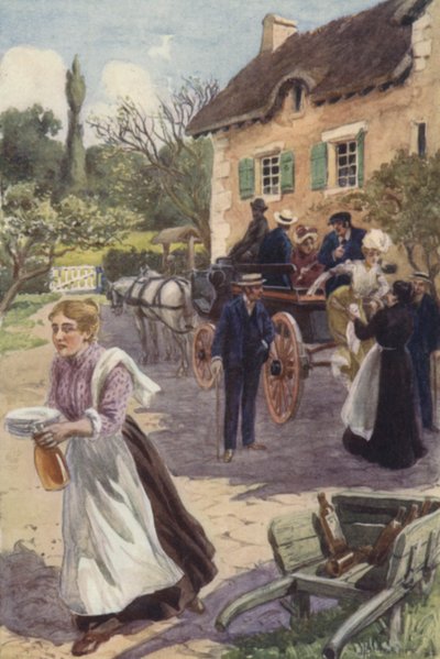 The Mistress Held Out Her Hand to the Two Ladies by H. Delaspre