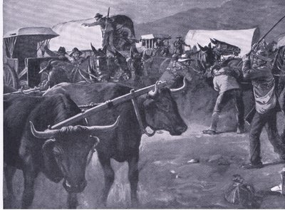 A hurried inspan (illustration from After Pretoria: The Guerilla War) by H. Dixon