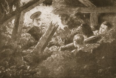 Second Lieutenant C.F.H. Calvert unearths and rescues two men from a mine-gallery which had fallen in by H. Ripperger