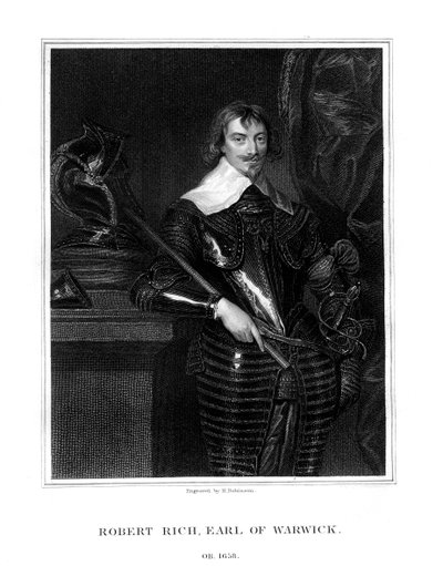 Robert Rich, 2nd Earl of Warwick, English colonial administrator, 1827 by H. Robinson