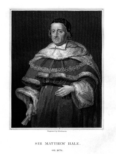 Sir Matthew Hale, Lord Chief Justice of England, 1829 by H. Robinson