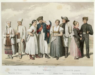 Costumes of Peasants from Romania, Hungary, Slovakia and Germany (from 
