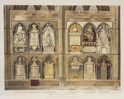 West Side of Poets Corner, Plate 24 from Westminster Abbey, Engraved by J. Bluck, Published by Rudolph Ackermann by H. Villiers