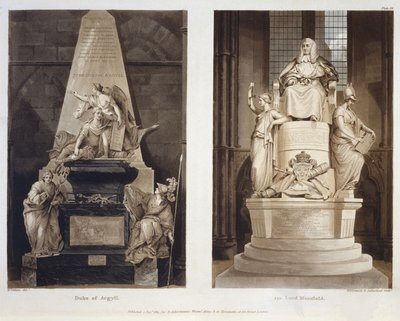 Tombs of the Duke of Argyll and Lord Mansfield (plate 56 from Westminster Abbey) by H. after Villiers