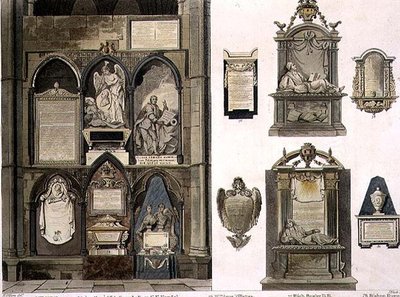 West Side of Poets Corner (plate 25 from Westminster Abbey) by H. after Villiers